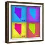 Nevada Pop Art Map 1-NaxArt-Framed Art Print