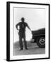 Nevada Sheriff Standing Against the Light from an Atomic Blast 40 Miles Away-George Silk-Framed Photographic Print