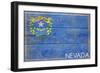 Nevada State Flag - Barnwood Painting-Lantern Press-Framed Art Print