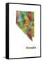 Nevada State Map 1-Marlene Watson-Framed Stretched Canvas