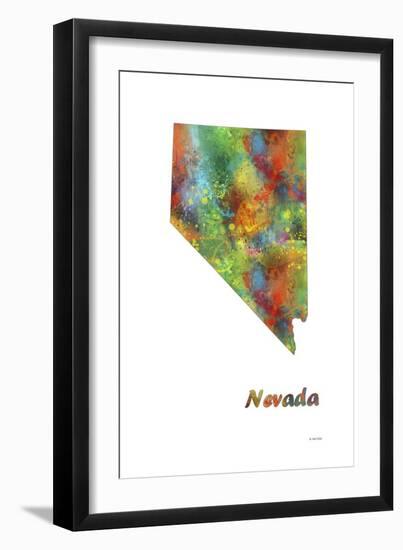 Nevada State Map 1-Marlene Watson-Framed Giclee Print