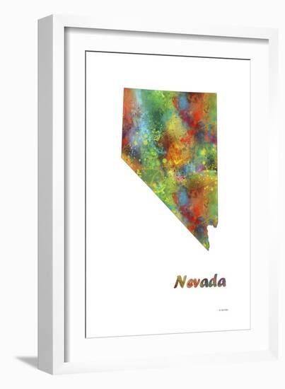 Nevada State Map 1-Marlene Watson-Framed Giclee Print