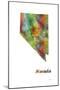 Nevada State Map 1-Marlene Watson-Mounted Giclee Print