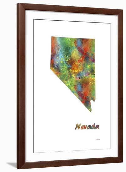 Nevada State Map 1-Marlene Watson-Framed Giclee Print