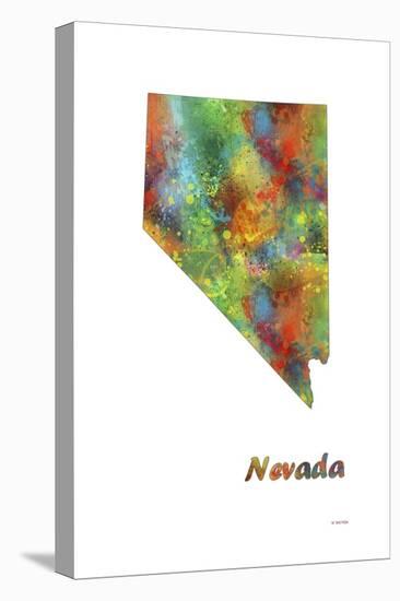 Nevada State Map 1-Marlene Watson-Stretched Canvas