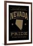 Nevada State Pride - Gold on Black-Lantern Press-Framed Art Print