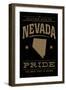 Nevada State Pride - Gold on Black-Lantern Press-Framed Art Print