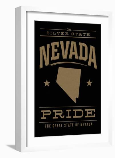 Nevada State Pride - Gold on Black-Lantern Press-Framed Art Print