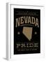 Nevada State Pride - Gold on Black-Lantern Press-Framed Art Print