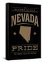 Nevada State Pride - Gold on Black-Lantern Press-Framed Stretched Canvas