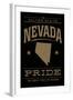 Nevada State Pride - Gold on Black-Lantern Press-Framed Art Print