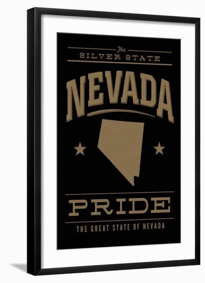 Nevada State Pride - Gold on Black-Lantern Press-Framed Art Print