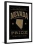 Nevada State Pride - Gold on Black-Lantern Press-Framed Art Print