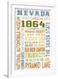 Nevada - Typography-Lantern Press-Framed Art Print