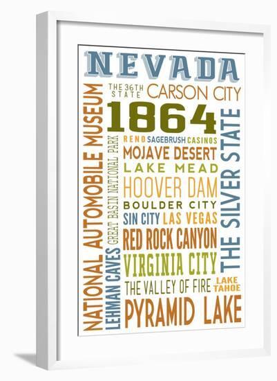 Nevada - Typography-Lantern Press-Framed Art Print
