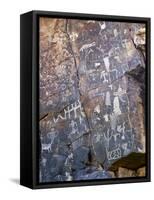 Nevada. Usa. Petroglyphs on Limestone. Arrow Canyon, Mojave Desert-Scott T. Smith-Framed Stretched Canvas