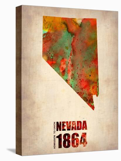 Nevada Watercolor Map-NaxArt-Stretched Canvas