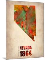 Nevada Watercolor Map-NaxArt-Mounted Art Print