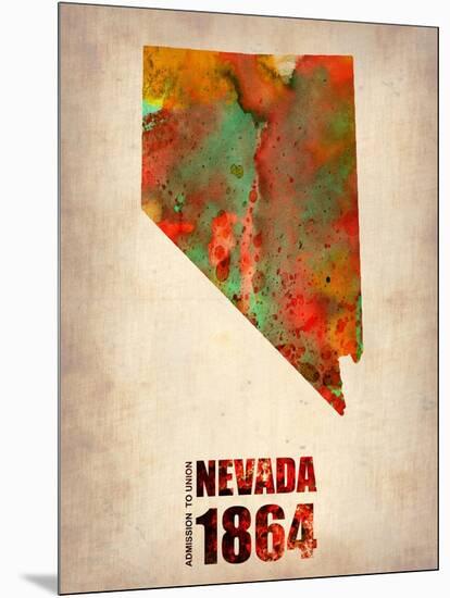 Nevada Watercolor Map-NaxArt-Mounted Art Print