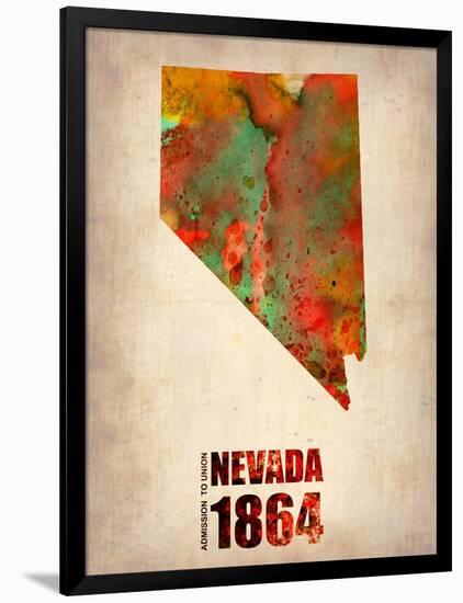 Nevada Watercolor Map-NaxArt-Framed Art Print