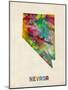 Nevada Watercolor Map-Michael Tompsett-Mounted Art Print