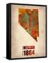 Nevada Watercolor Map-NaxArt-Framed Stretched Canvas