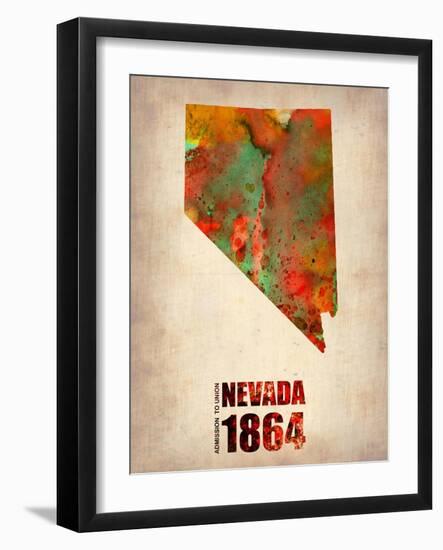 Nevada Watercolor Map-NaxArt-Framed Art Print