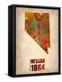 Nevada Watercolor Map-NaxArt-Framed Stretched Canvas