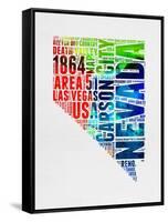 Nevada Watercolor Word Cloud-NaxArt-Framed Stretched Canvas