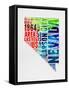 Nevada Watercolor Word Cloud-NaxArt-Framed Stretched Canvas