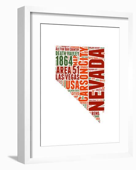 Nevada Word Cloud Map-NaxArt-Framed Art Print