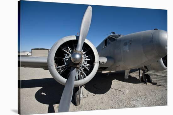 Nevada, Yerington, Twin Beech Display at Yerington Municipal Airport-Bernard Friel-Stretched Canvas