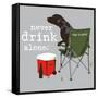 Never Drink Alone (Gray)-Dog is Good-Framed Stretched Canvas