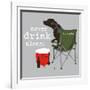 Never Drink Alone (Gray)-Dog is Good-Framed Art Print