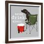 Never Drink Alone (Gray)-Dog is Good-Framed Art Print