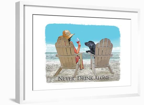 Never Drink Alone-Dog is Good-Framed Art Print