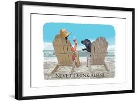 Never Drink Alone-Dog is Good-Framed Art Print