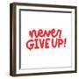 Never Give up - Motivational Quote in Wall Art Style. Spray Paint Urban Graffiti Text. Isolated Han-Svetlana Shamshurina-Framed Photographic Print