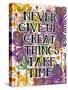 Never Give Up-Carla Bank-Stretched Canvas
