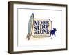 Never Surf Alone-Dog is Good-Framed Art Print