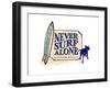 Never Surf Alone-Dog is Good-Framed Art Print