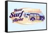 Never Surf Alone-Dog is Good-Framed Stretched Canvas