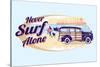 Never Surf Alone-Dog is Good-Stretched Canvas