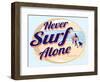 Never Surf Alone-Dog is Good-Framed Art Print