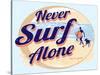 Never Surf Alone-Dog is Good-Stretched Canvas