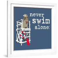 Never Swim Alone-Dog is Good-Framed Art Print