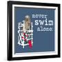 Never Swim Alone-Dog is Good-Framed Art Print