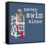 Never Swim Alone-Dog is Good-Framed Stretched Canvas