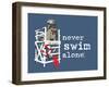 Never Swim Alone-Dog is Good-Framed Art Print