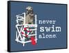 Never Swim Alone-Dog is Good-Framed Stretched Canvas